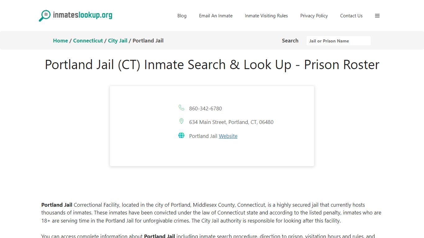 Portland Jail (CT) Inmate Search & Look Up - Prison Roster